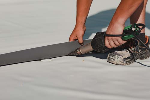 Close up of metal roof - black
